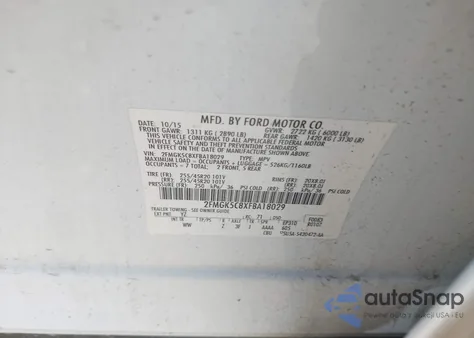 2015 Ford Flex Sel from USA, damaged, VIN 2FMGK5C8XFBA18029